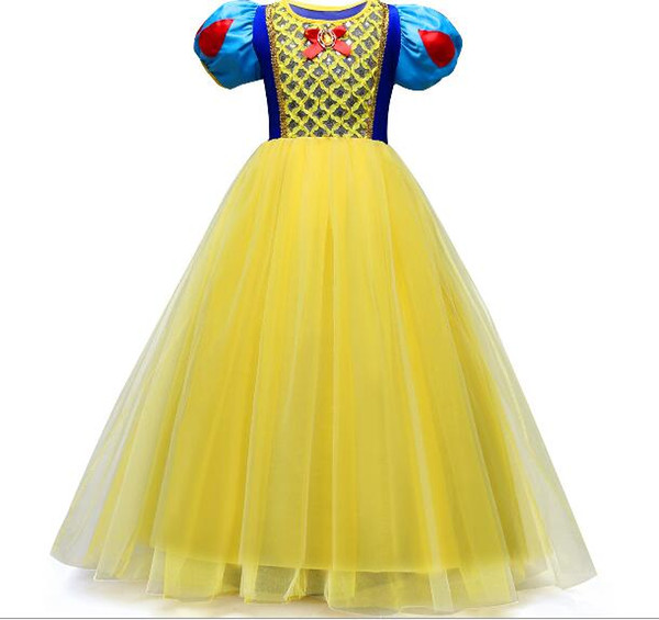 Summer Snow White Skirt Mesh Tutu Children's Dress Girls Short Sleeve Dress