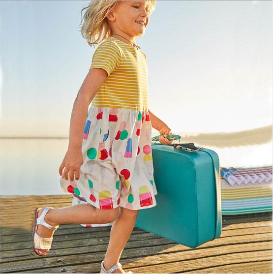 Summer new children's wear new cotton girl short-sleeved dress striped cartoon print stitching cute princess dress