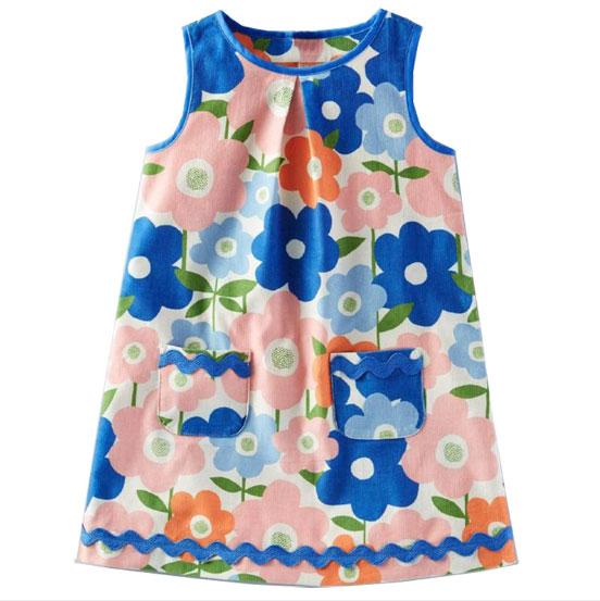 2019 summer new European and American style children's sleeveless dress cotton girl dress cartoon vest princess dress