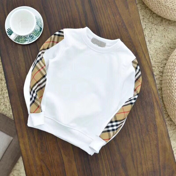 2018 Spring Girls hoodie Sweatshirt kids clothes boys Cotton Casual Long Sleeve lattice coat Fashion baby pullover Sweater