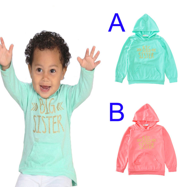 Big Sister Toddler Boy Girl Hoodies Outerwear 2017 Spring Autumn Cute Arrow Long Sleeve Hooded Girls Boys T-shirt Tops For Kids Baby Clothes