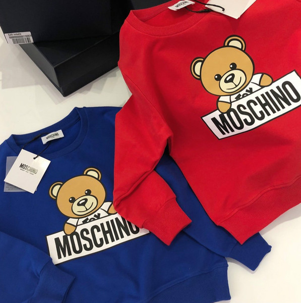 Kids Hoodie Sweatshirt Fashion Boys Girls Letter Print with Bear Pattern Hoodie Child Hoodie Tops Kids Clothing 2 Colors Hot Sale