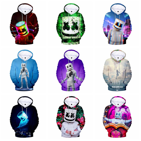 11 Style DJ marshmello hooded soat 3D printed Sweatshirt Jacket long Sleeves cartoon kids cotton tops