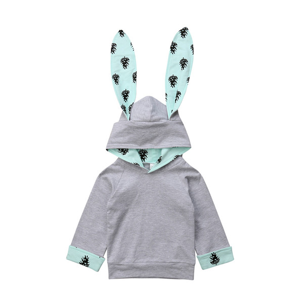 Girls Long Sleeve Sweatshirts Hooded Rabbit Ears Shape Solid Color Cotton Lovely Quick Drying Leisure Keep Warm 24