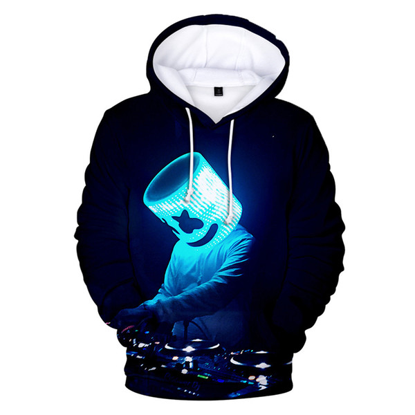 3D printed hooded coat children cartoon DJ marshmello long Sleeve casual clothes fashion cotton kids clothing