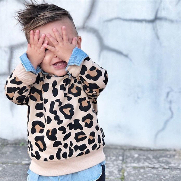 Toddler Baby Girl Clothes Kids Boy Girl Leopard Print Long Sleeve Pullover Hoodies Sweatshirts Coat 1-7Years