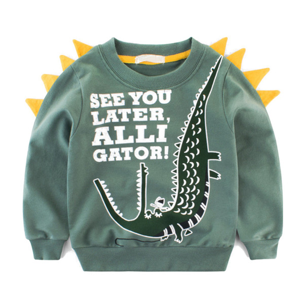 Kids Baby Boys Cotton Sweatshirt Casual Cartoon Print O-Neck Long Sleeve Tops Clothing Autumn Children Sweatshirts