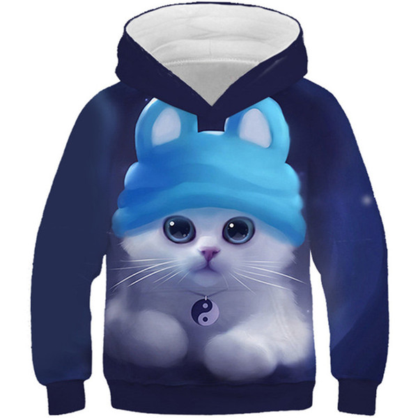 2019 Autumn Winter Boys Girls Fashion 3D Hoodies Lovely Cat Panda Galaxy Space Print Children Hooded Sweatshirts Kids Pullovers T200211