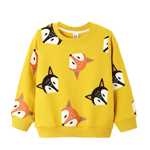 Autumn Sweatshirts Kids Shirts Toddler Boy Girls Long Sleeve Cartoon Fox Print T-shirt Blouse Tee Tops Children Clothes 3-7Y