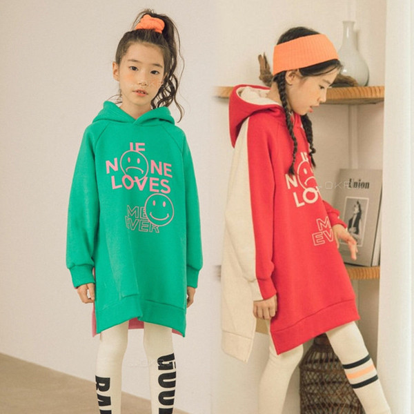 New 2019 Autumn and Winter Loose Casual Girls Sweatshirts Dress Baby Thicken Sweatshirts Kids Hooded Sweatshirt Patchwork, #8113