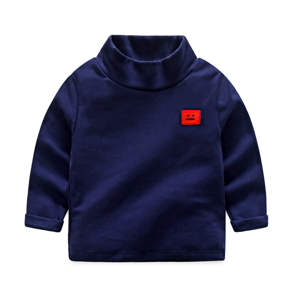 2017 new Autumn boys girls turtleneck sweatshirts Hoodies Solid color Cotton Bottoming shirt toddler kids T shirt clothing