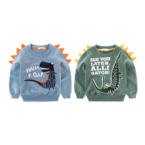 Hot Kids Baby Boys Cotton Sweatshirt Casual Cartoon Print O-Neck Long Sleeve Tops Clothing Autumn Children Sweatshirts