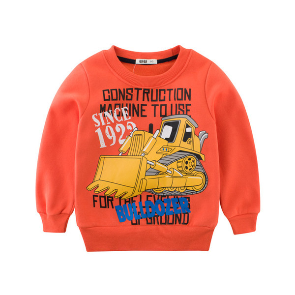 boys clothes hoodies cotton cartoon bulldozer full sleeve o-neck active tops boys hooded 1-9T