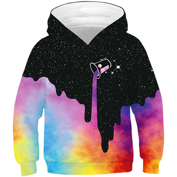 2019 Autumn Winter Children Colorful Cloud Space Galaxy Milk 3D Printed Hoodies Kids Hooded Sweatshirts Boys Girls Pullover Tops