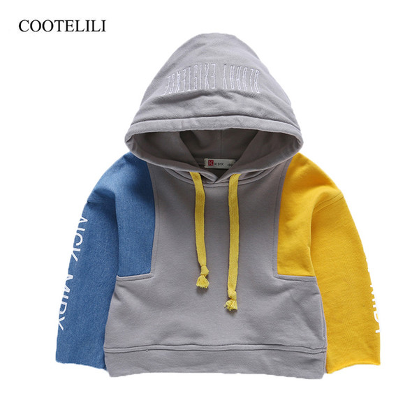 COOTELILI 80-130cm Active Kids Boys Hoodies Sweatshirts Children Tops Long Sleeve Hooded Cotton Kids Baby Girls Clothes