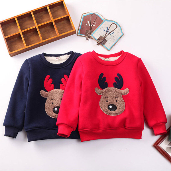 Pudcoco 2017 Winter Warm Christmas Hoodies Toddler Kid Boy Girl Clothes Print Deer Top Sweatshirt For Kids Outfit