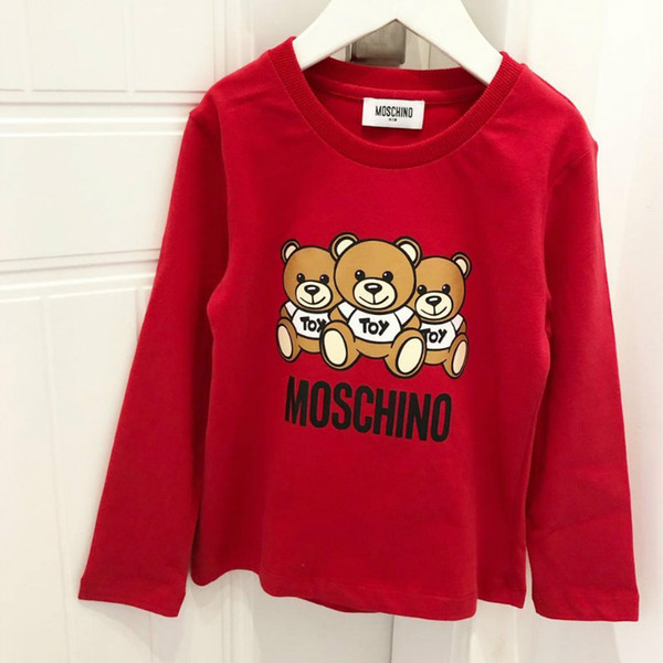 Kids Active Hoodies Brand Bear Pattern Long Sleeves Fashion Letters Girls Sweatshirt Boys Pullover Childs Clothes Wholesale 2 Colors