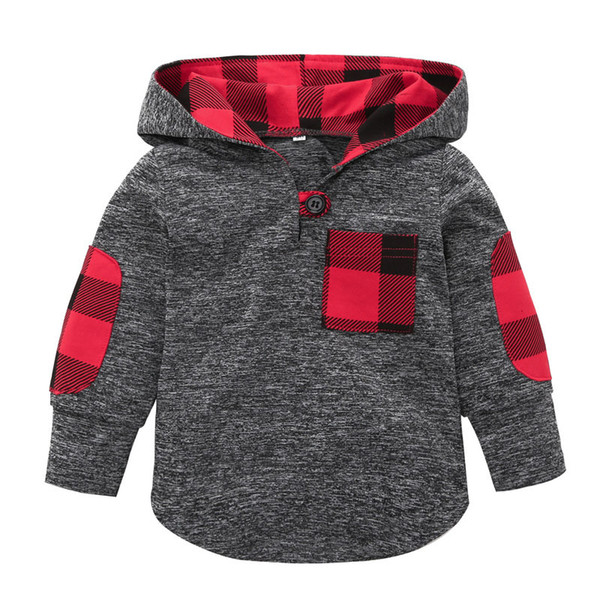 Baby Floral lattice Hoodies Sweatshirt children Boys Girls plaid Tops 2019 spring Autumn T shirts fashion Kids Clothing C5814