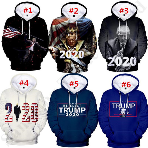 3D Donald Trump 2020 Hoodies Men Women Junior Sweatshirts Autumn winter Hooded Pullover Casual Sports Hip Hop Tops Home Outwear Cloth B82204