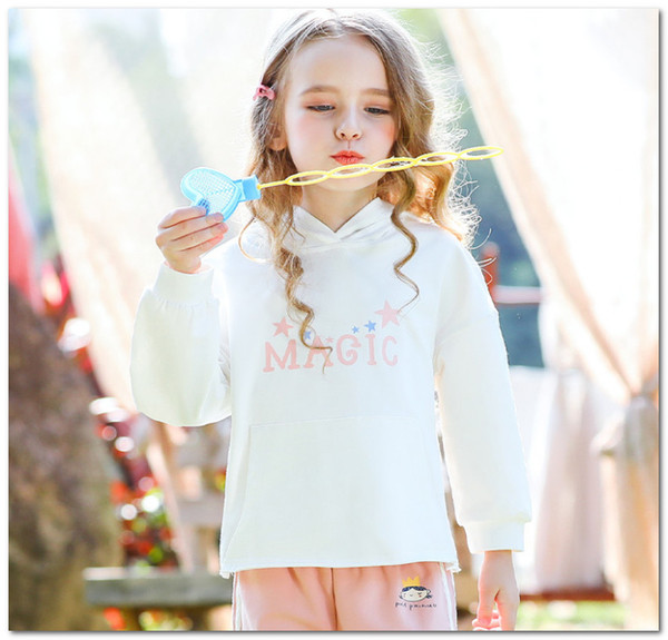 2020 Spring new Girls sweatshirt kids stars letter printed casual pullover children hooded long sleeve jumper designer kids clothes J2554