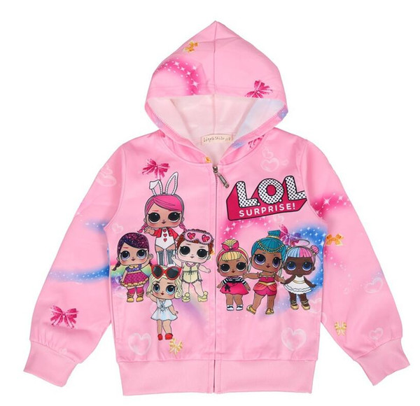 ins hot sale baby girls hoodies zipper lol doll suprise boutique sweatershirts children new design hoodies