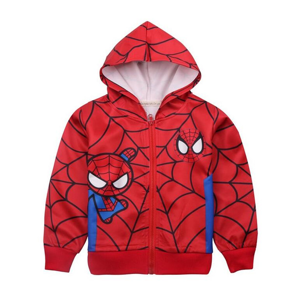 ins hot sale baby boy hoodies cartoon spider sweatershirts children red boutique style sweatershirt with hat