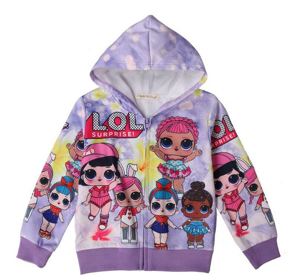 ins hot sale baby girls hoodies new lol doll suprise clothing sweatershirts children boutique tops