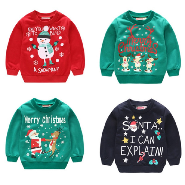 2019 Children's Clothing Merry Christmas Boys Sweatshirts Baby Boy Clothes Girls Sweaters Santa Hoodies Kids Pullover Outfit Top 1-5Years