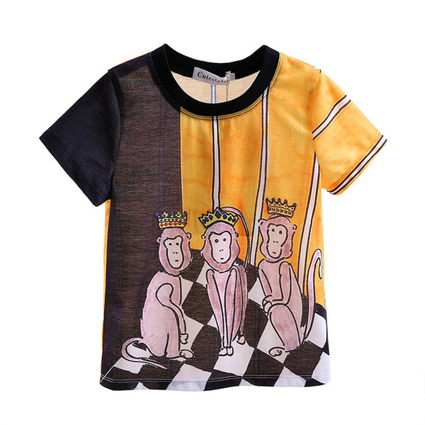 Cutestyles New Designs Boys T-shirts Fashion Cartoon Monkey Pattern Children Tops Summer Little Boys Wear BT90324-20L