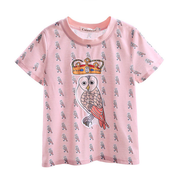 Cutestyles Summer New Styles Kids T-shirts Wholesale Fshion Cartoon Parrot Pattern Pink Boys T-shirts Baby Boys Clothes BT90318-14L