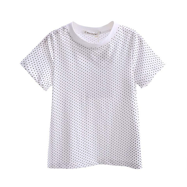 Cutestyles 2016 Boys White T-shirts Fahion Black Dot Pattern Breathable Kids Clothes Short Sleeve Baby Boys Tshirt BT90325-21L