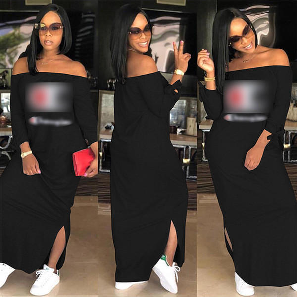 Women Champions Letter Dress Brand Shoulder Out Split Long Hoodie Dresses Autumn Fall Long Sleeve off shoulder Skirt Plus Size Clothing new