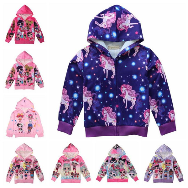 9 Styles Cartoon Surprise Hoodies Zipper Coat Hooded Jacket Kids Sweatshirts Kids Long Sleeve Unicorn Jackets CCA11387 10pcs