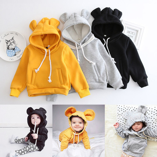 Kids Bear Ear Hoodie Autumn Children Long Sleeve Baby Girls Boys Coat Kids Cotton Tops Sports Casual Tees Sweater