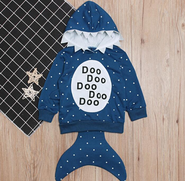 Baby Shark Hooded Sweatshirt ins spring autumn Clothing kids Little tail letter Tops cartoon Sweatshirt Outwear KKA6604