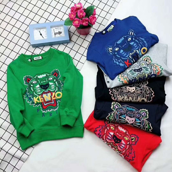 2018 brand Autumn New Product Children's Garment Children Cartoon Embroidery tiger Hoodies & Sweatshirts