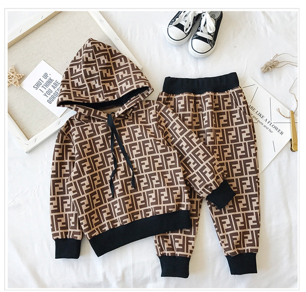 In stock new 2019 new brand children's hoodies and pants children's cotton suits men's baby coco