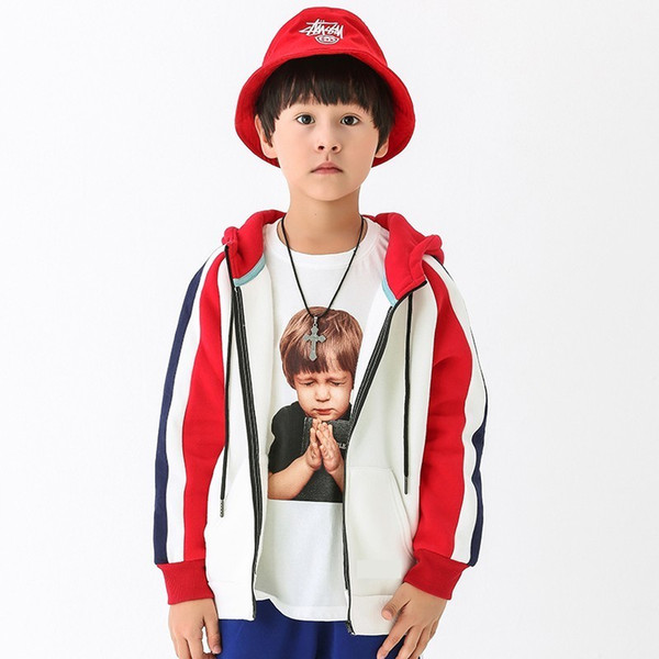 Boys' New Fashion Fleece Zip Up Ren Long Sleevs Hoodie For Winter Feature Design Comfortable Tops KK004