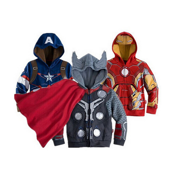 Children Hoodies JACKET BABY Boys Captain America Hoodies Jacket Avengers Hulk thor iron man Superhero cosplay Kids hoodie jacket C001