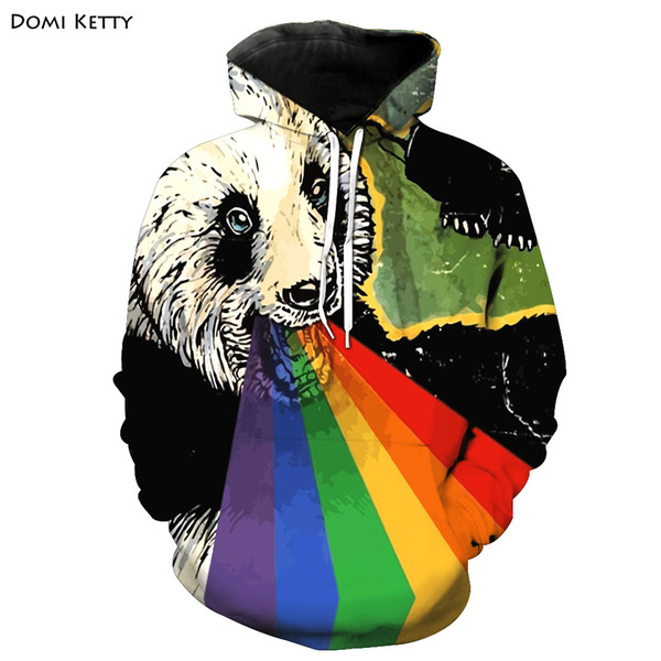 Domi ketty boys girls hoodies clothes print panda rainbow children long sleeve sweatshirts fashion kids baby casual outwear tops