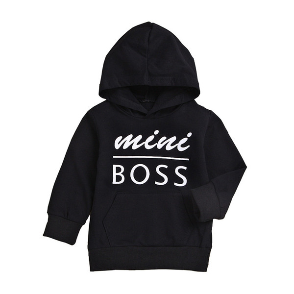 Fashion Warm Toddler Baby Boy Girl Hooded Sweatshirts Letter MINI BOSS Long Sleeve Blouse Hoodies Tops kids casual sport clothes