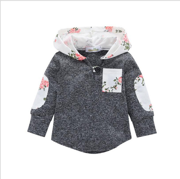 Kids Hoodies Baby Girls Floral Plaid Tops Boys stripe Hooded Shirt Long Sleeved patch Pullover Clothes Designer Autumn Clothing YL831