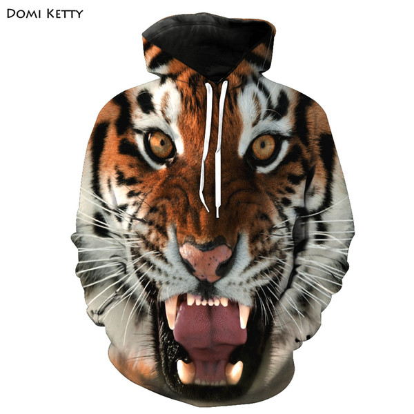 Domi ketty boys girls hoodies clothes 3D print tiger animals children long sleeve sweatshirts kids baby casual outwear tops