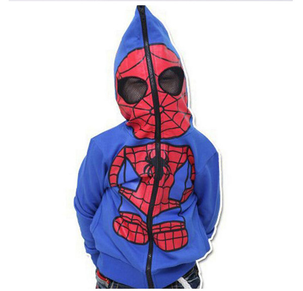 Retail Free shipping Hot Boy's coat spider-man coat children long sleeve coat kids zipper hoodies spider man Popu 2 color