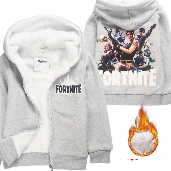 Hot Warm Fortnite Hoodies Sweatshirts 6-14 Years Old Kids 100% Cotton Jackets Clothing Casual Zipper Hooded Coats Kids Winter Clothes