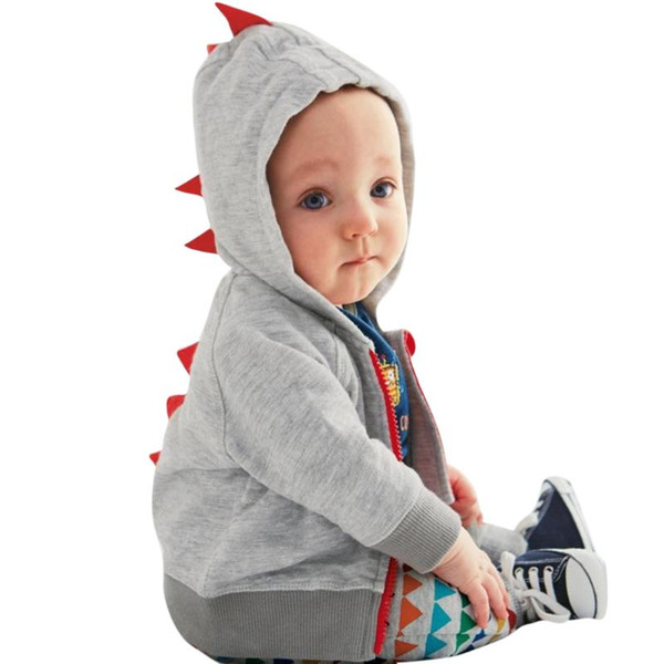 70-100cm Cute Dinosaur Spring Children Coat Hooded Sweater Coat Dinosaur Shape Zipper Sweatshirt for Toddler Boys Girls Clothes