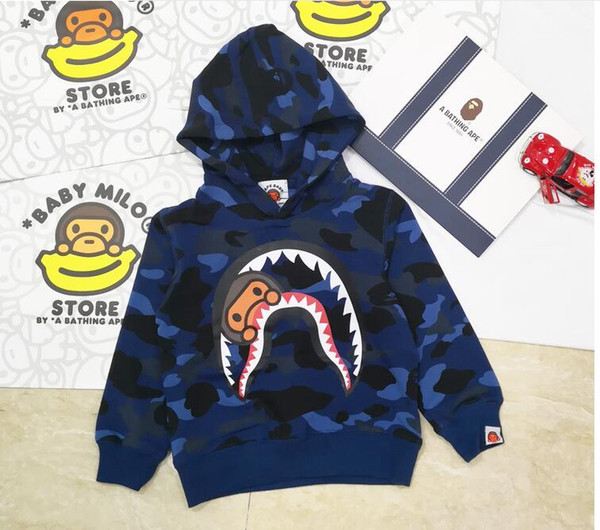 2019 newBaby Boy Casual Long Sleeve Sweatshirt Baby Boy Gray Clothing Kids Boys Shark Hooded Tops U i Hoodie Jacket Babys Boy Coat Outerwear