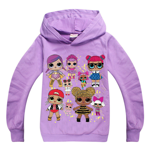 LOL Dolls Kids Hoodies 4-12t Kids Baby Girls Hoodies Sweatshirts 5 Colors Cartoon Printed kids designer clothes girls DHL JY88