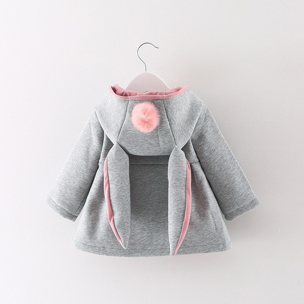 Girl Coat Cute Rabbit Ear Hoodies Autumn Winter Warm Kids Jacket Outerwear Children Clothing Baby Tops 3 Colors