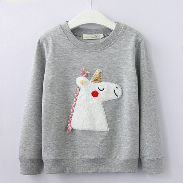 Spring And Autumn Baby Girls Clothing Cute Cartoon Long-sleeved Patch Pony Sweatshirt Baby Girls Clothes Kids Clothing